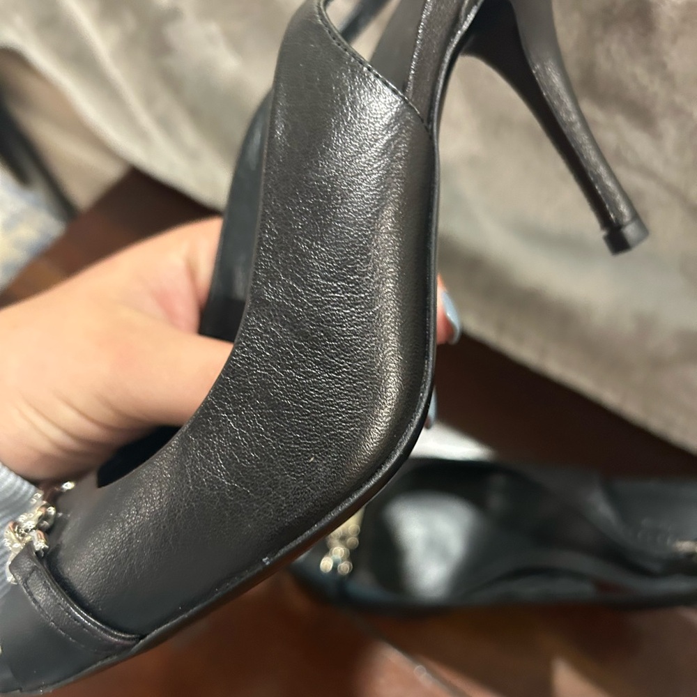 Gucci Black Peep Toe Sling Back Heels sz 36.5 - Picture 7 of 9